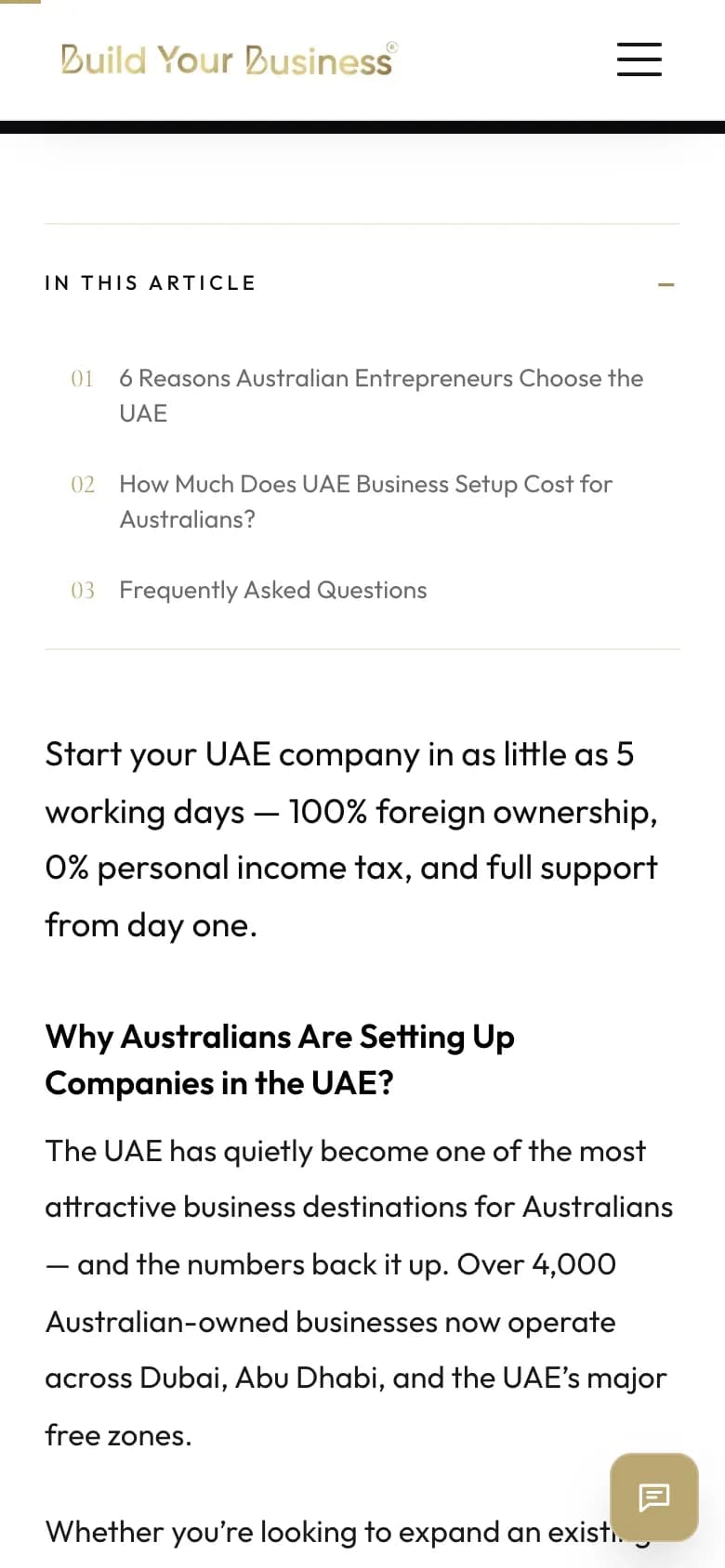 An article on a phone with its In this article contents panel open